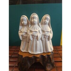 Vintage Three Singing Nuns Ceramic Candleholder 6.75"x6.5"x3.75"